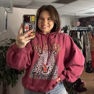 Daydreamer Def Leppard Too Late For Love Pullover Hoodie Pink Size Large